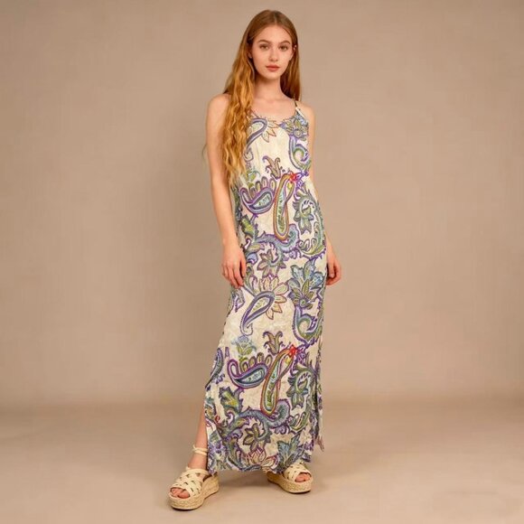 NWOT Johnny Was GIGIANNA Floral SLIP Midi DRESS Size XL Multicolor - Picture 1 of 11